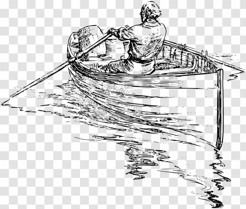 Rowing Drawing Boat Clip Art - Sailing - Fish Transparent PNG