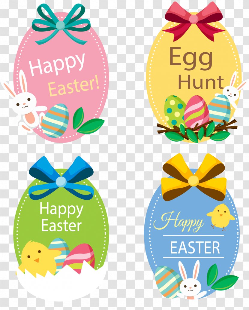Easter Bunny Paper Egg - Vector Hand-painted Label Transparent PNG