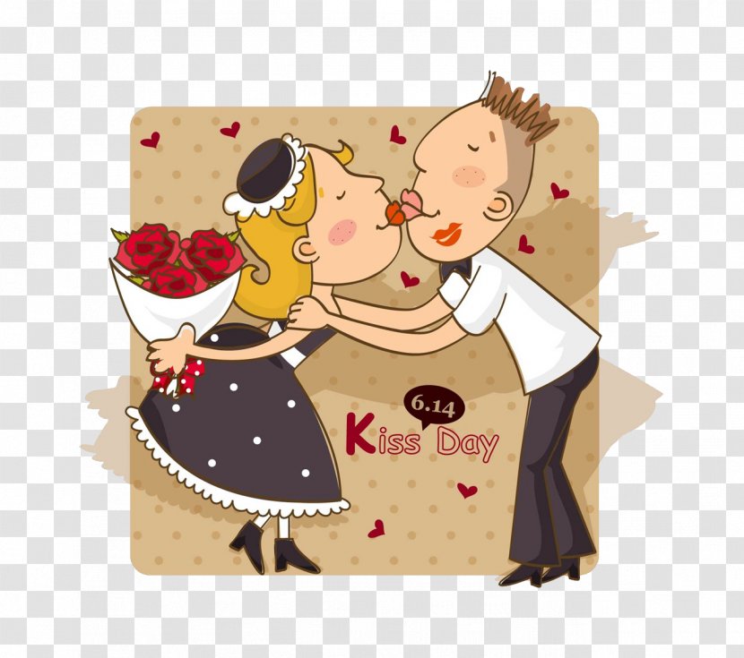 International Kissing Day Valentines Propose - Wish - Cartoon Couple Transparent PNG