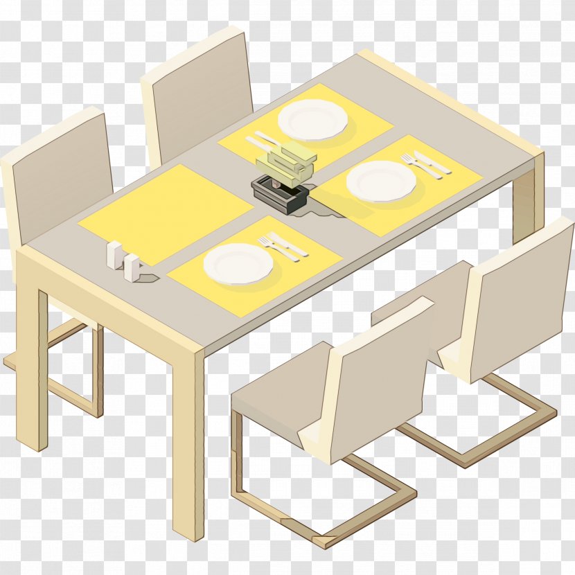 Watercolor Cartoon - Furniture Sets - Coffee Table Yellow Transparent PNG