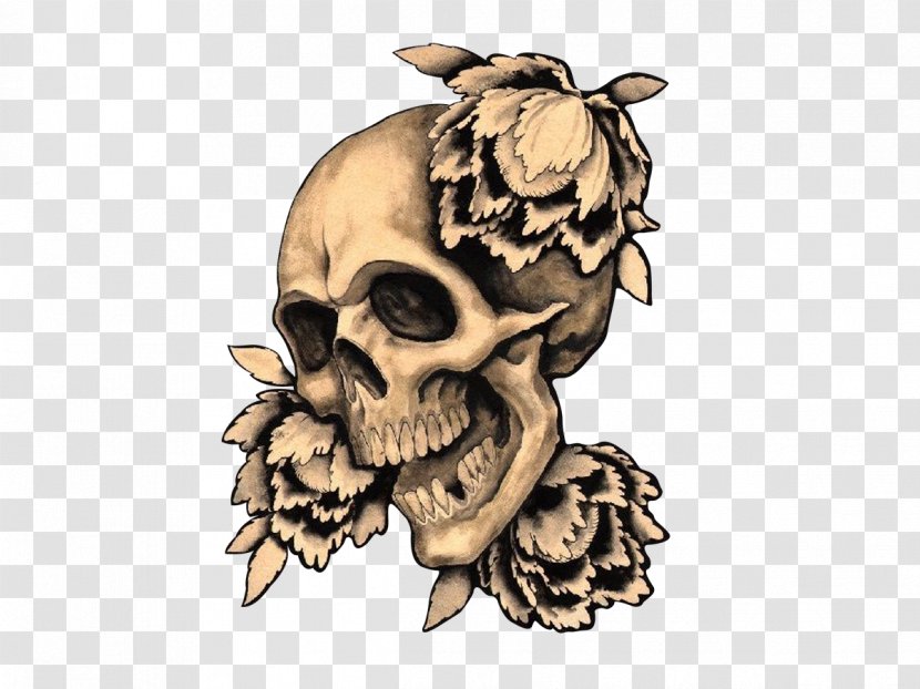 Skull Flower Tattoo - Printing - Flowers Transparent PNG