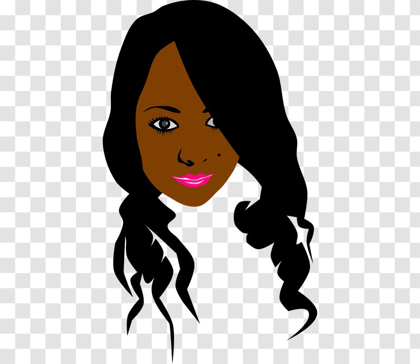 Woman Black Hair Clip Art - Cartoon Transparent PNG