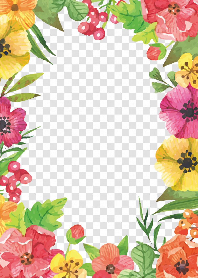 Flower Wallpaper - Cut Flowers - Watercolor Border Transparent PNG
