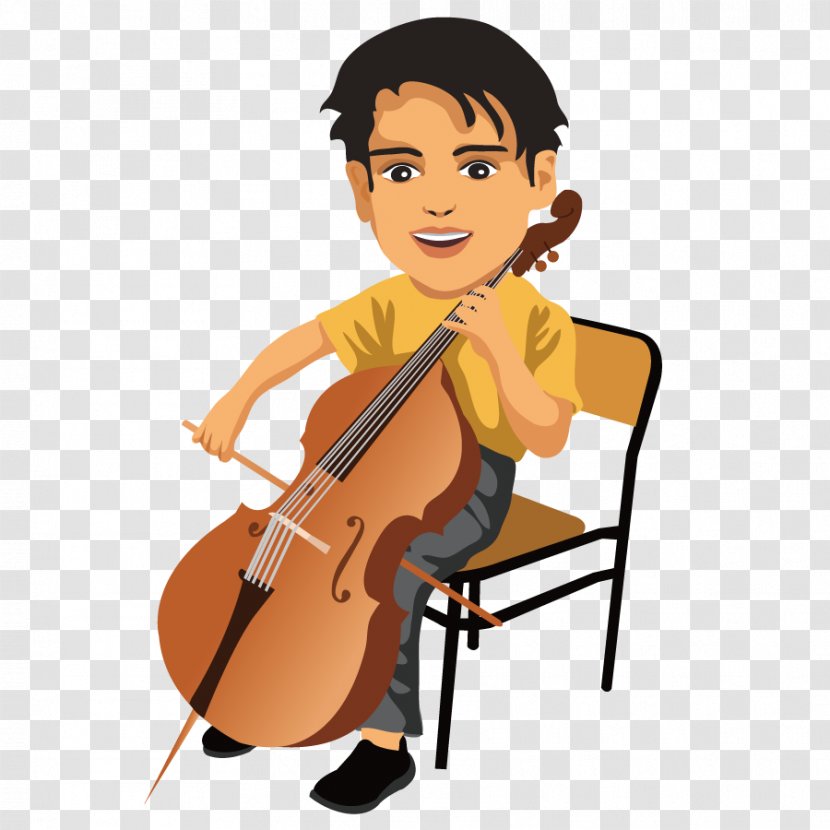 Violone Cello Violin Viola - Watercolor - Vector Boy Playing The Transparent PNG