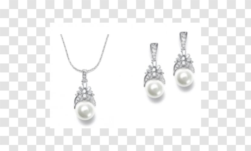 Pearl Earring Necklace Cubic Zirconia Bride - Fashion Accessory - Bridal Jewelry Transparent PNG