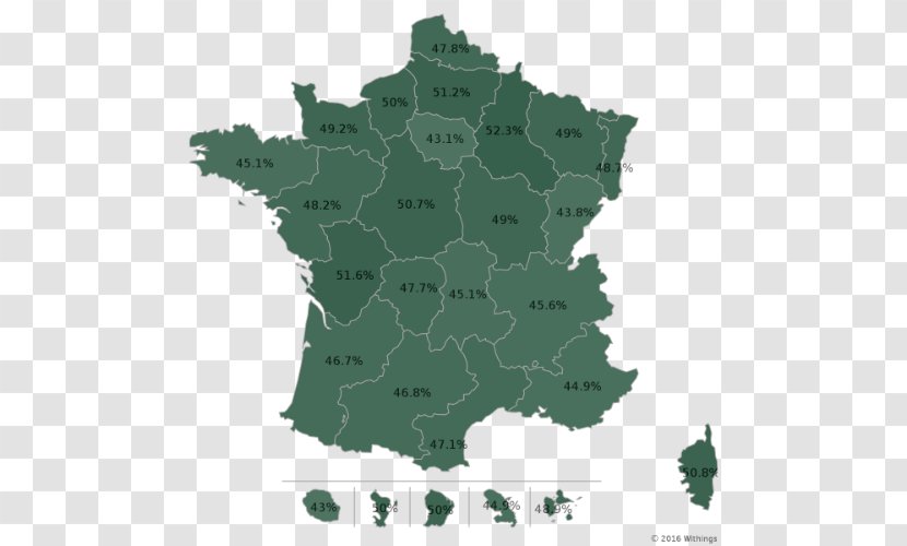 Regions Of France Vector Map - Royaltyfree Transparent PNG
