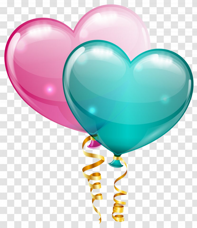 Balloon Clip Art - Watercolor - Pink And Blue Heart Balloons Clipart Image Transparent PNG