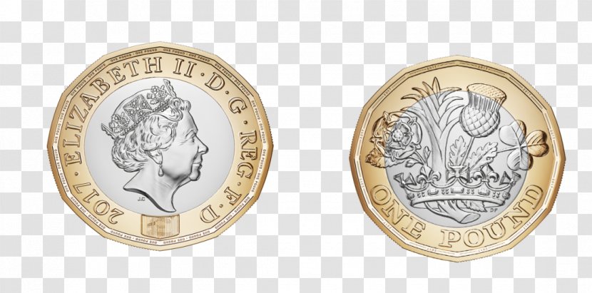 Royal Mint One Pound Sterling Coin Two Pounds - Dei Gratia Regina Transparent PNG