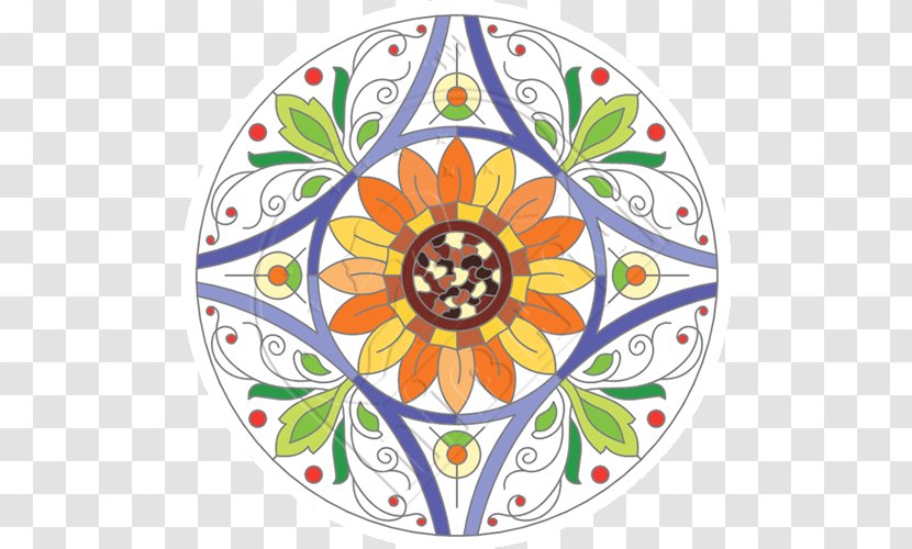 Stained Glass Motif Floral Design Window Ornament - Heart Transparent PNG