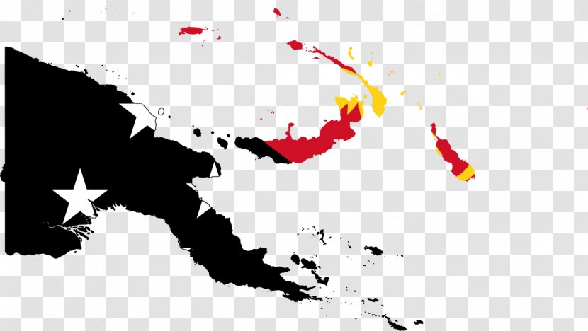 Flag Of Papua New Guinea Vector Map - Mapa Polityczna Transparent PNG