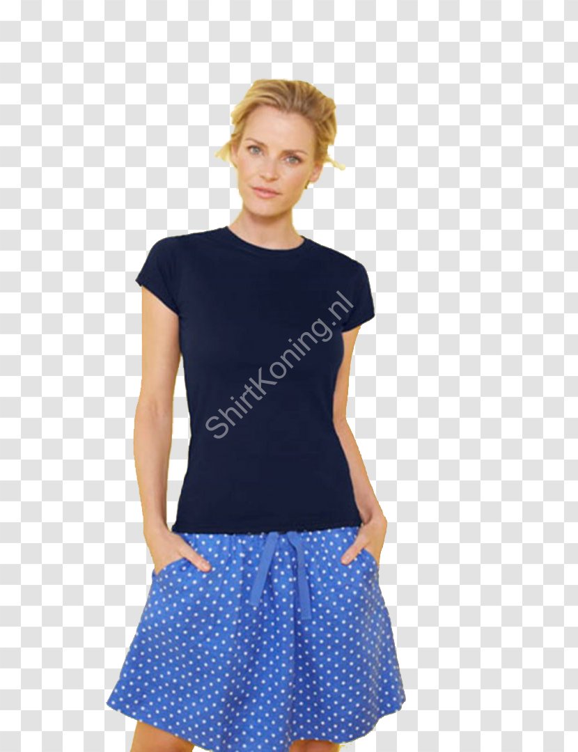 T-shirt Blue Skirt Dress Polka Dot - Abdomen Transparent PNG