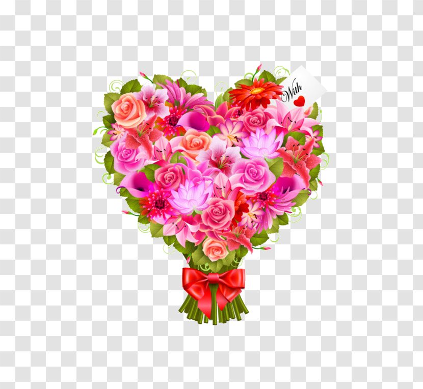 Heart Flower Valentines Day Clip Art - Floral Design - Love Bouquet Transparent PNG