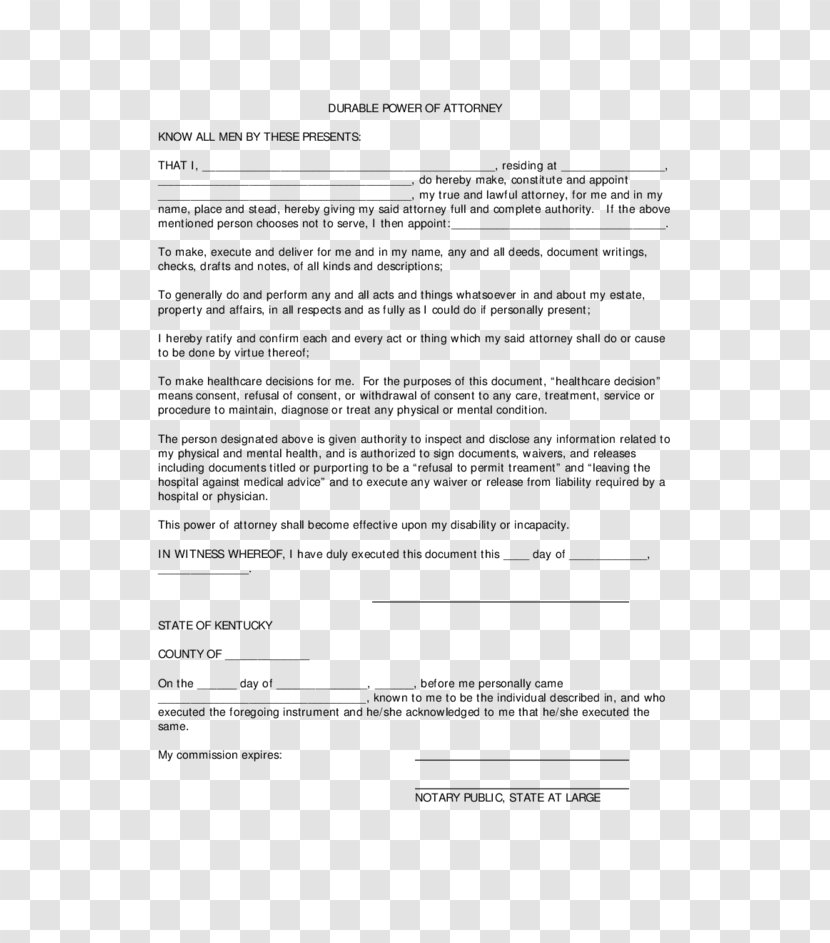 Document Power Of Attorney Form Deed Nevada - Paper - Text Transparent PNG