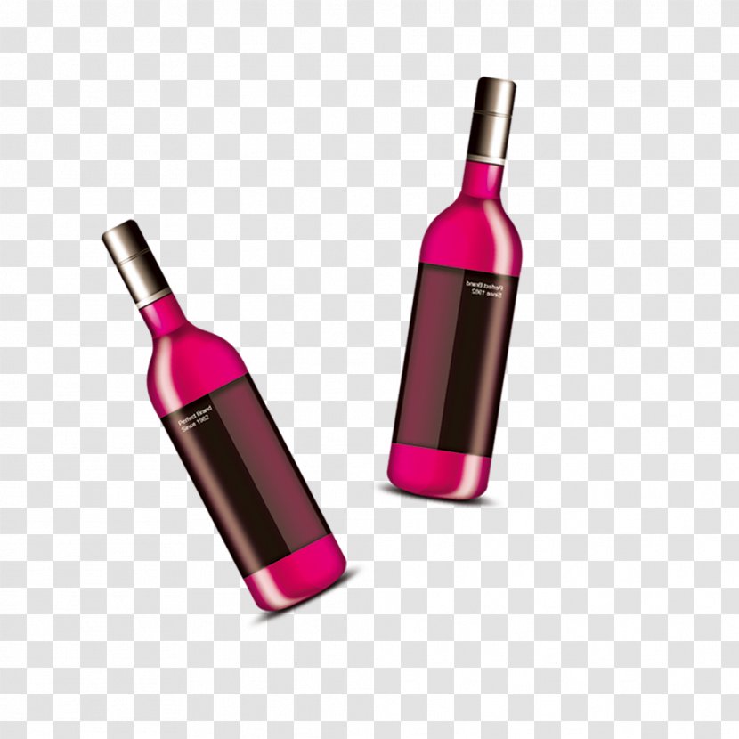 Red Wine Bottle Three-dimensional Space Transparent PNG