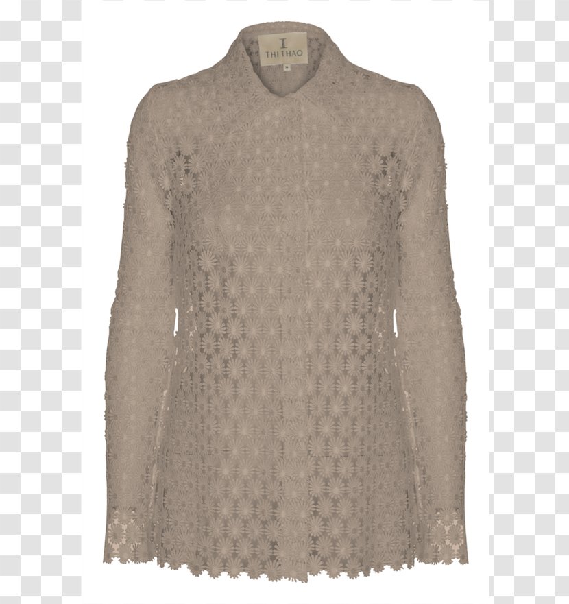 Beige Wool Neck - Blouse - Lace Style Transparent PNG
