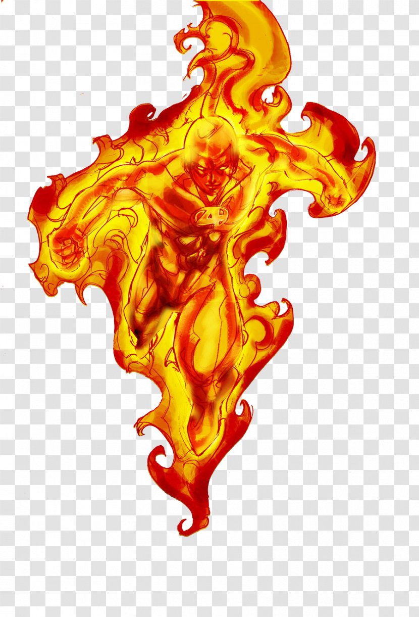 Text Cartoon Organism Illustration - Marvel Comics - Human Torch Transparent Transparent PNG