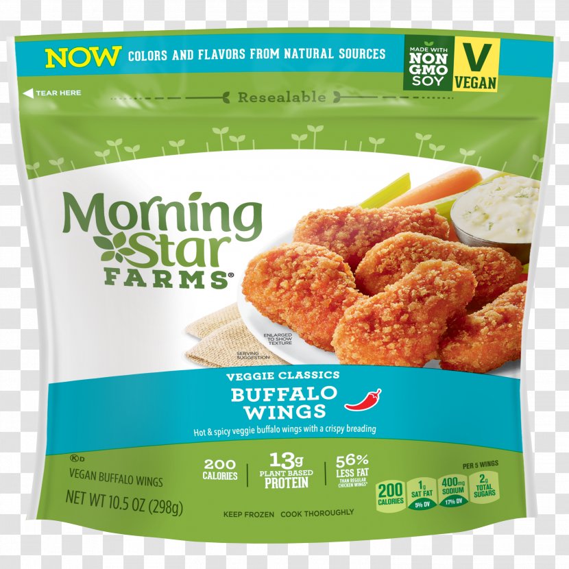 Veggie Burger Morningstar Farms Chik'n Nuggets Chicken Nugget Hamburger Buffalo Wing - Vegetarian Hot Dog - Wings Transparent PNG