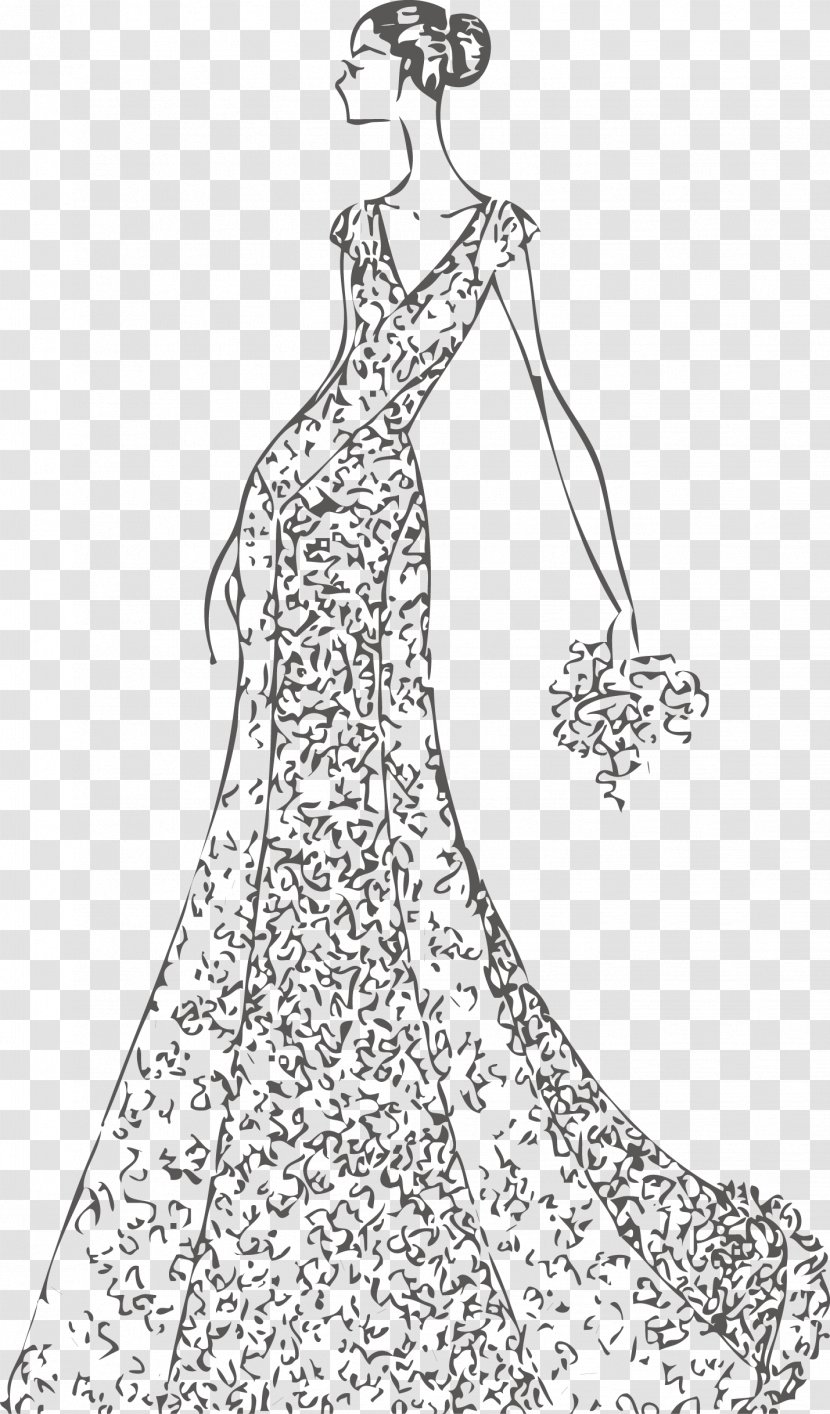 Contemporary Western Wedding Dress Fashion Bride - Cartoon - Vector Beautiful Transparent PNG