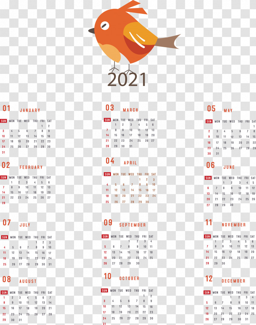 Printable 2021 Yearly Calendar 2021 Yearly Calendar Transparent PNG