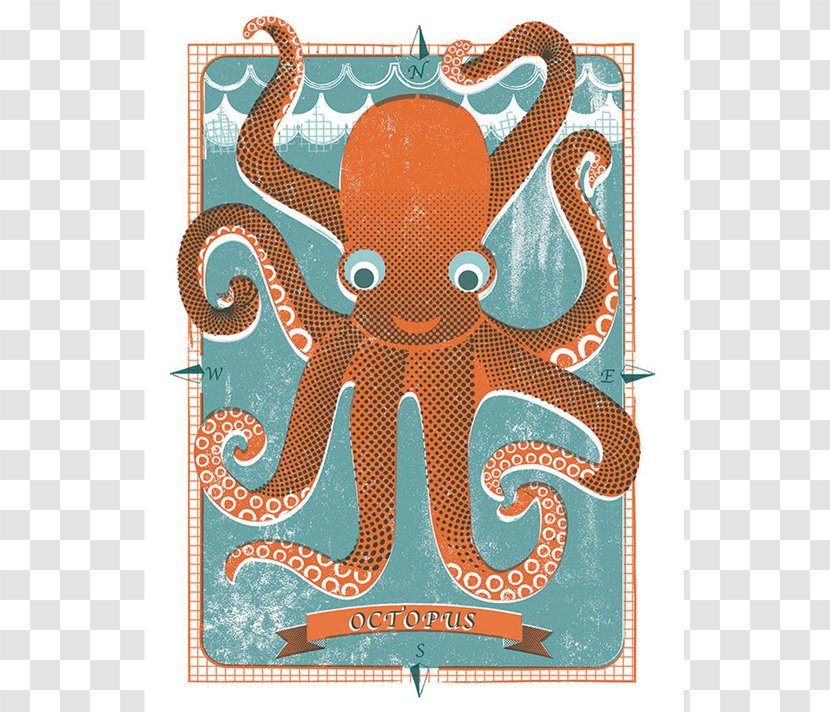 Octopus Cephalopod - Orange - Watercolor Transparent PNG