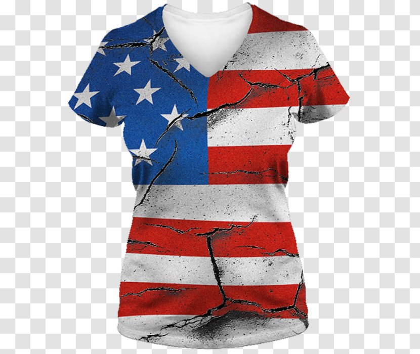 T-shirt Flag Of The United States Hoodie Sleeve - Neck - Distressed Transparent PNG