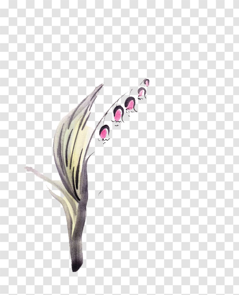 Lily Of The Valley - Ink Wash Painting Transparent PNG