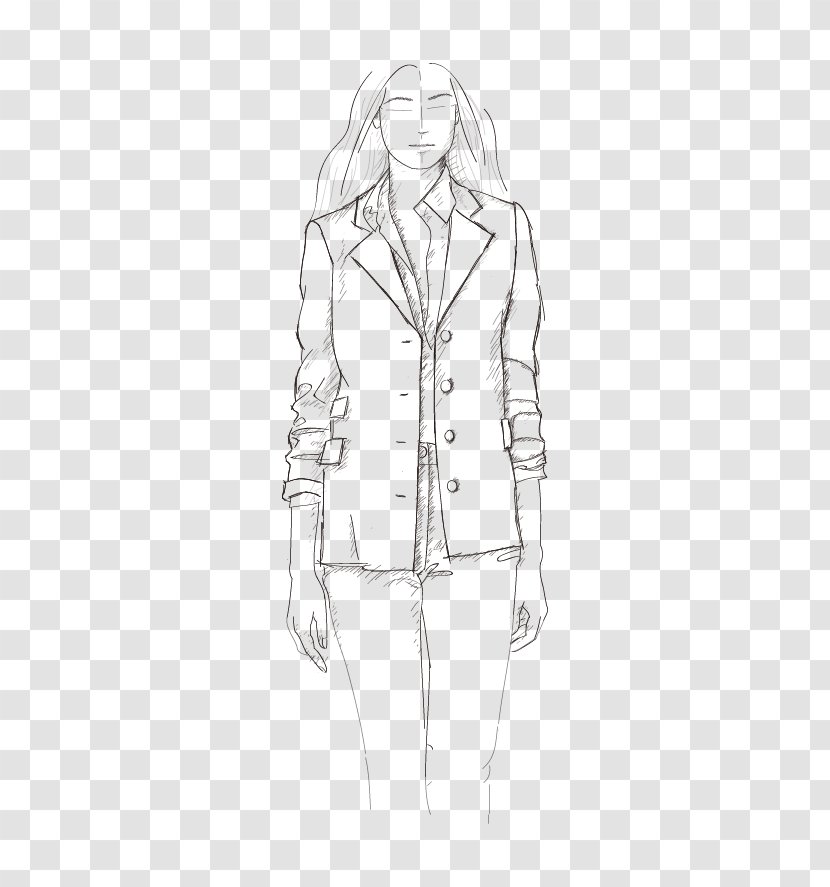 Jacket White Drawing Line Art Sketch - Clothing Transparent PNG