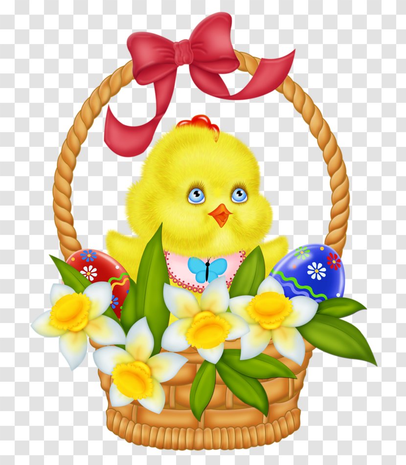Easter Bunny Chicken Basket Clip Art - Egg - With Eggs And Daffodils Picture Transparent PNG