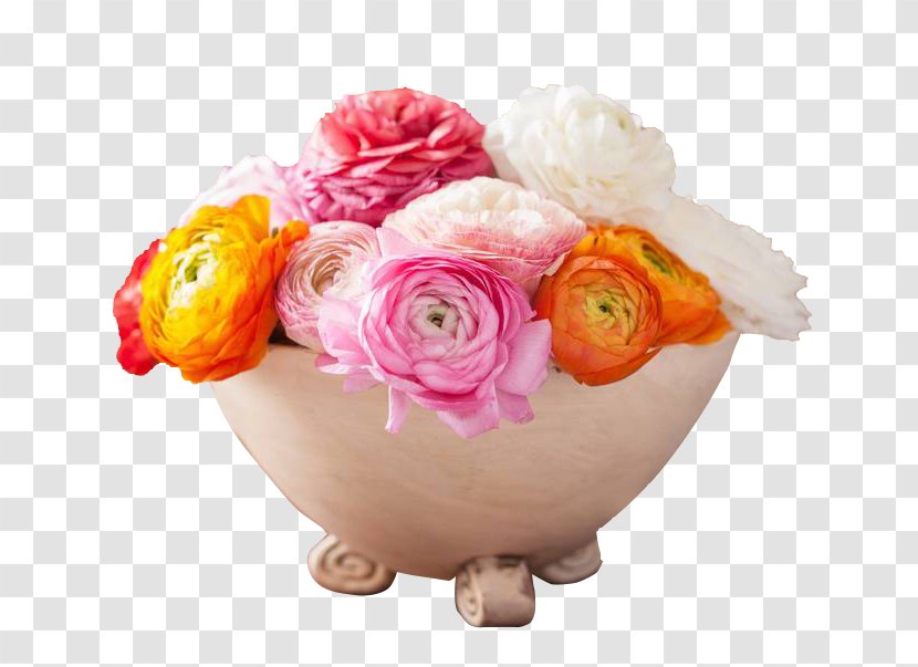 Garden Roses Flower Bouquet Flowerpot - Artificial - Colorful European Peony Pots Transparent PNG