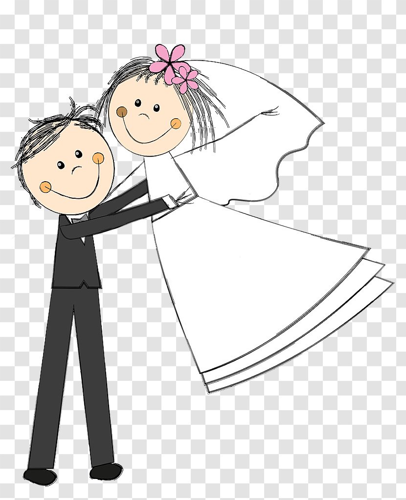 Wedding Invitation Marriage Bridegroom - Cartoon - Valentines Day Painted The Bride And Groom Transparent PNG