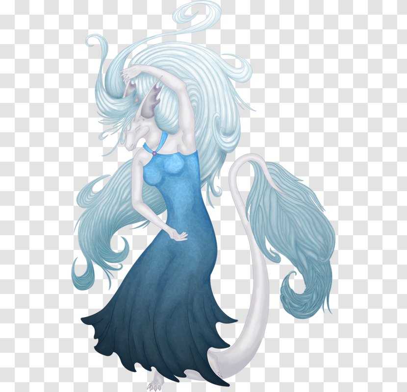 Fairy Long Hair Tail Mermaid - Flower Transparent PNG