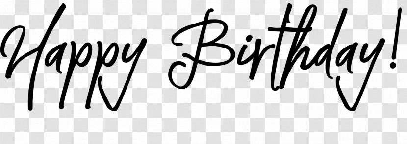 Calligraphy Microsoft Word Font - Black And White - Happy Birthday Wordart Transparent PNG