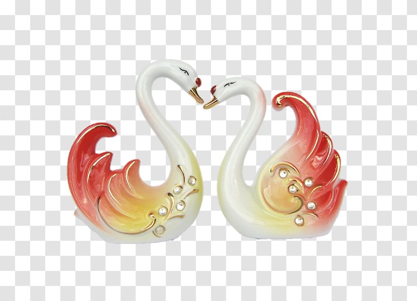 Water Bird Figurine Tableware Heart Transparent PNG