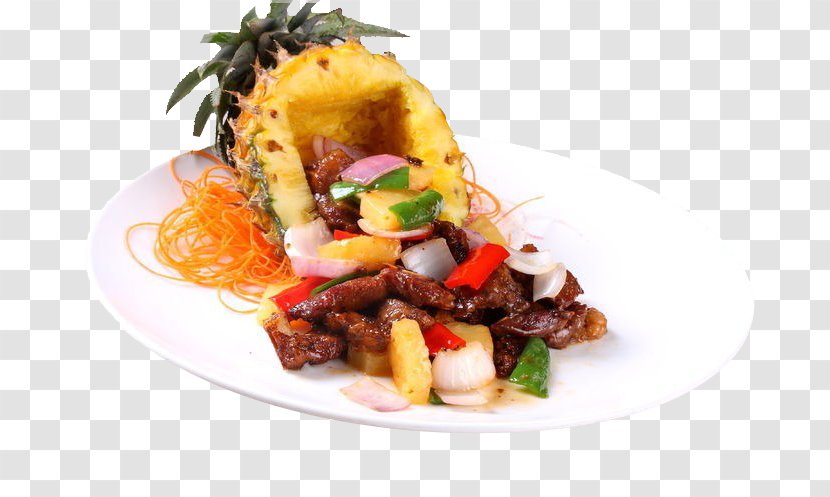 Chinese Cuisine Vegetarian Black Pepper Short Ribs - Dish - Pineapple Transparent PNG