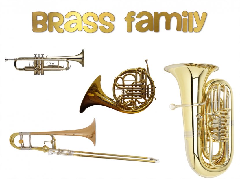 Brass Instruments Musical Family String Woodwind Instrument - French Horns - Trombone Transparent PNG