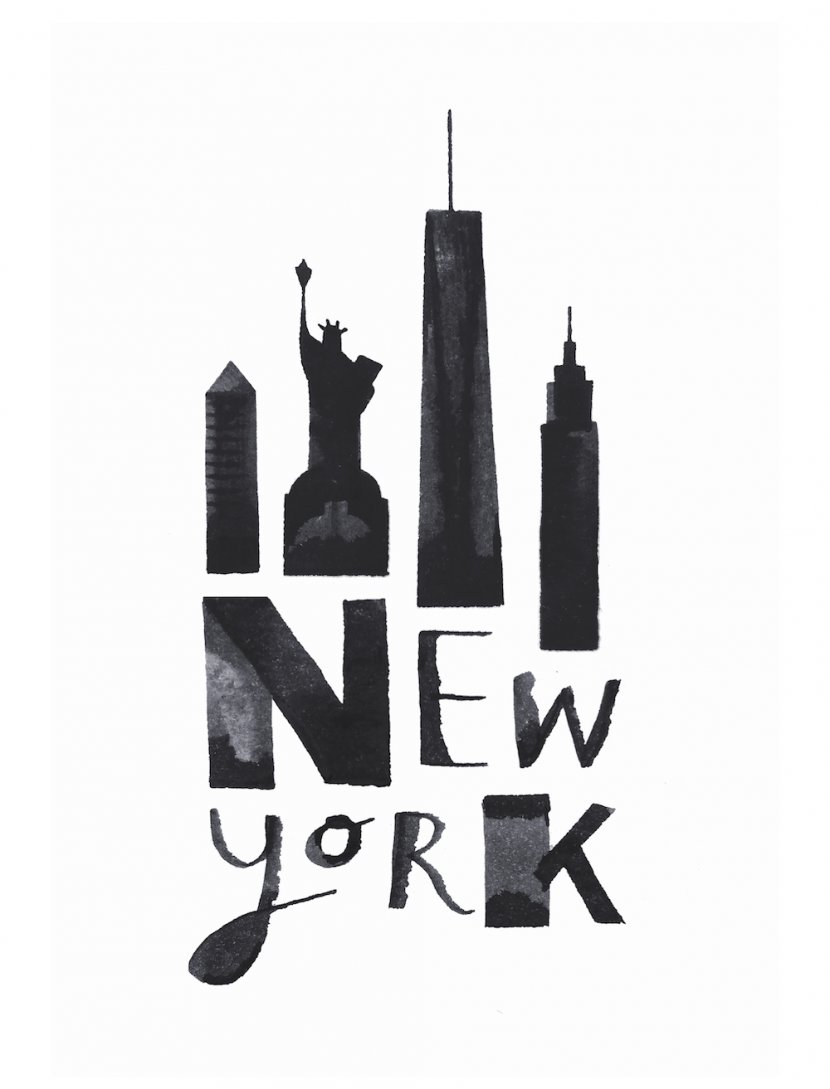 New York City T-shirt Hoodie Calligraphy Illustrator - Landmarks Transparent PNG