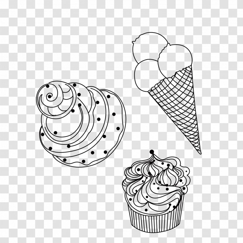 Ice Cream Cake - Monochrome - Hand-painted Transparent PNG