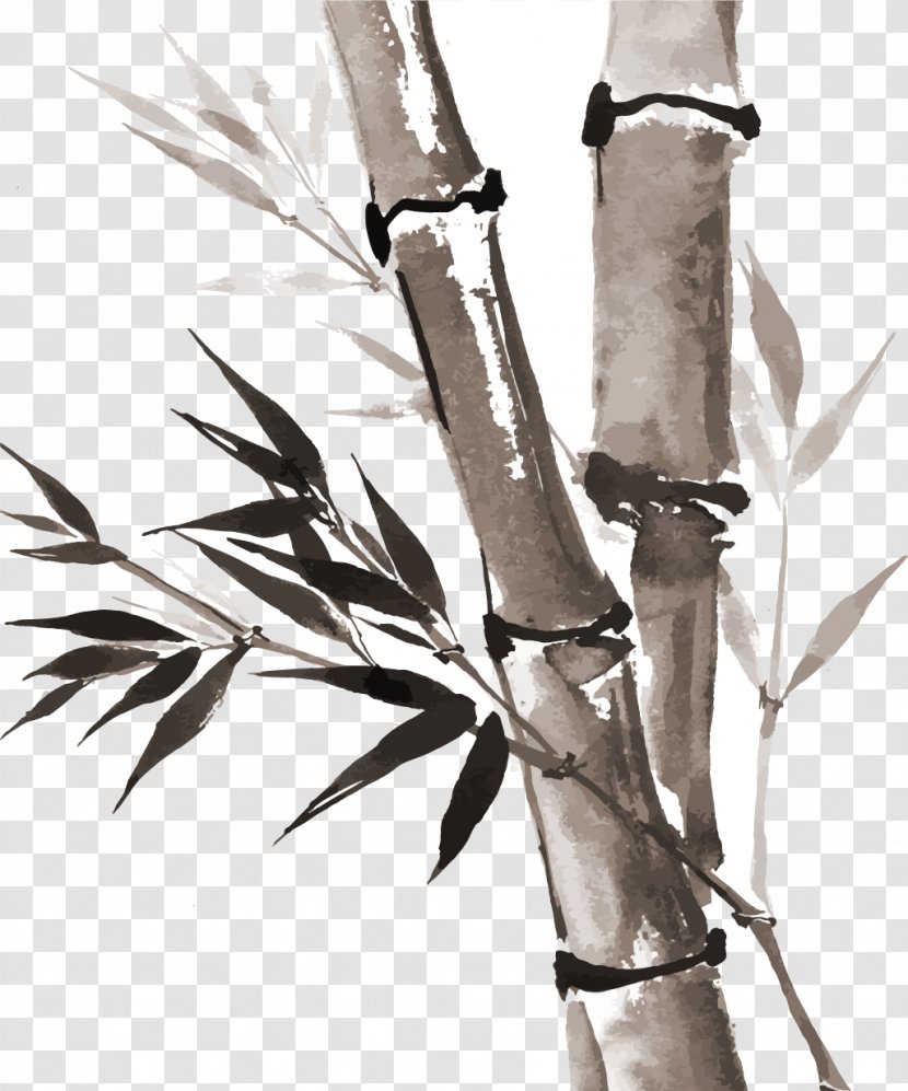 Ink Wash Painting Drawing Bamboo Inkstick - Monochrome - Style Transparent PNG