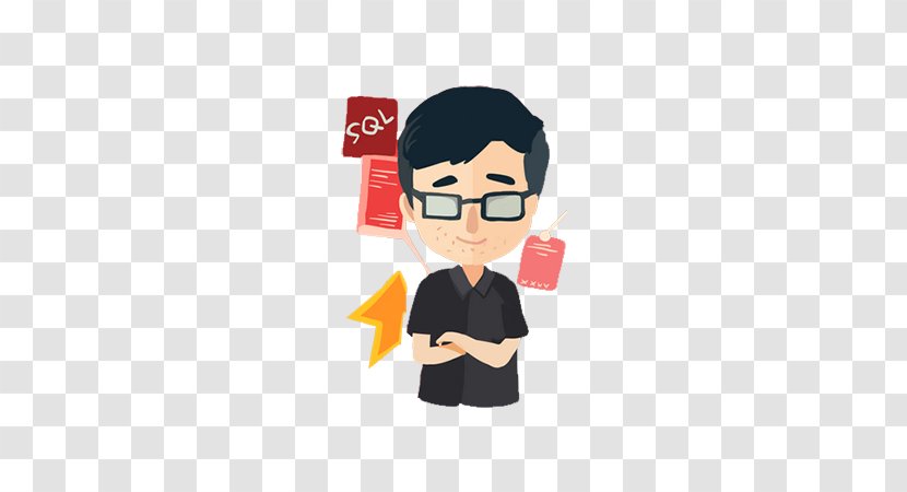 Man Cartoon - Hand - Black-rimmed Glasses Boy Transparent PNG