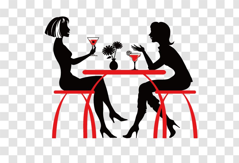 Coffee Cafe Silhouette Drink - Two Beautiful Women Transparent PNG