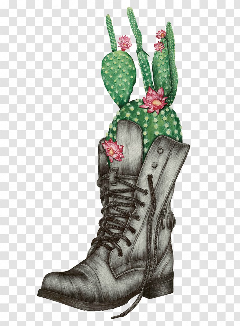 Cowboy Boot Shoe Fashion Drawing - Cactus Transparent PNG