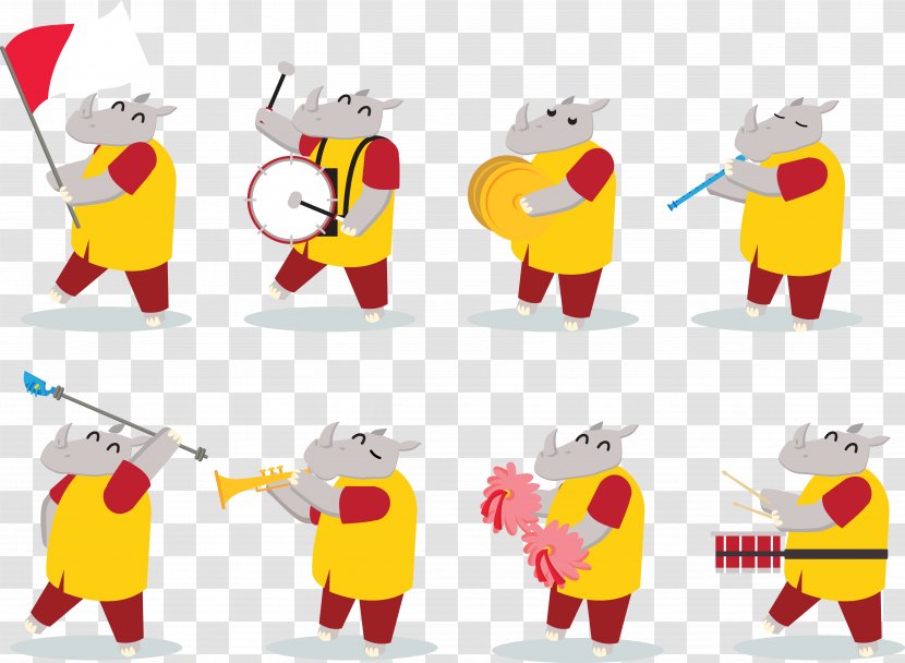 Musical Instrument Ensemble Cartoon Illustration - Flower - Animal Band Transparent PNG