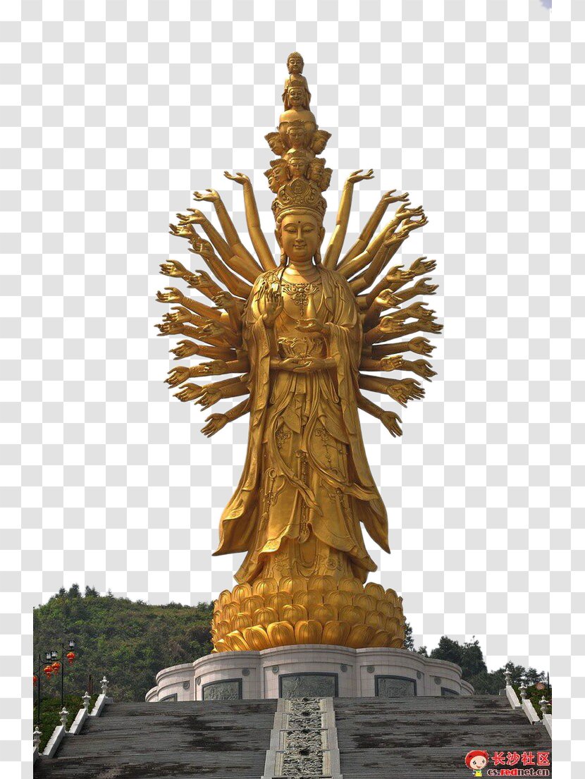 Guan Yin Of The South Sea Sanya Guishan Guanyin Golden Buddha Hall - Buddhism Transparent PNG