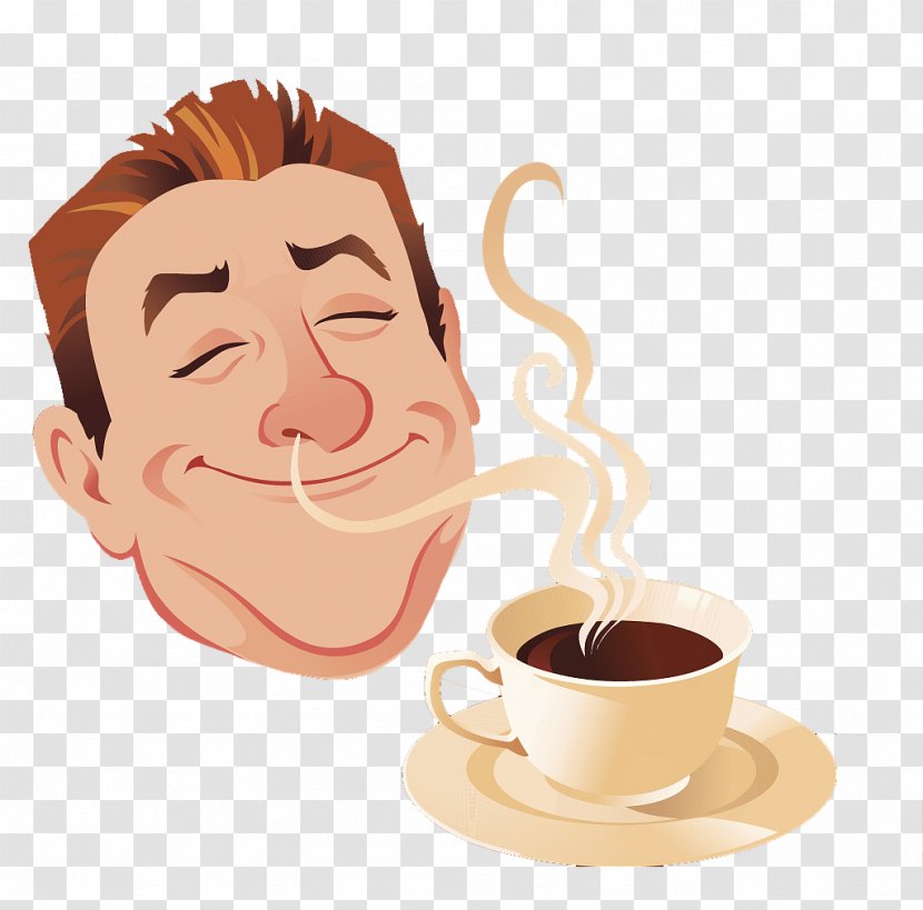 Coffee Cup Espresso Latte Cappuccino - Caffeine - A Man Who Tastes With Cartoon Illustrations Transparent PNG