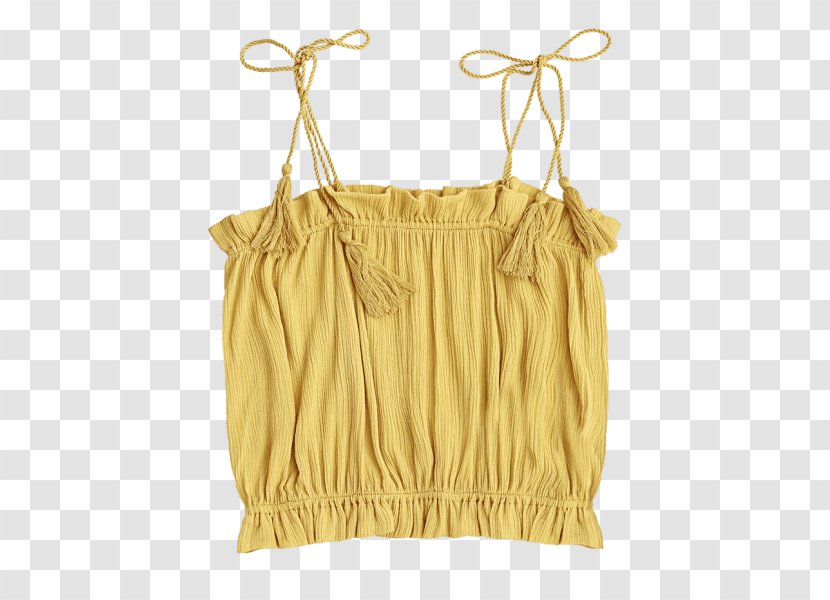 T-shirt Blouse Crop Top Ruffle - Neckline - Yellow Wedge Tennis Shoes For Women Transparent PNG