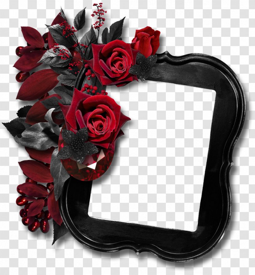 Black Rose Picture Frame Clip Art - Family - Floral Border Design Creative Background Material Transparent PNG