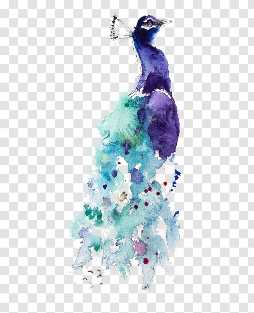 Watercolor Painting Peafowl Drawing Art - Penguin - Peacock Transparent PNG