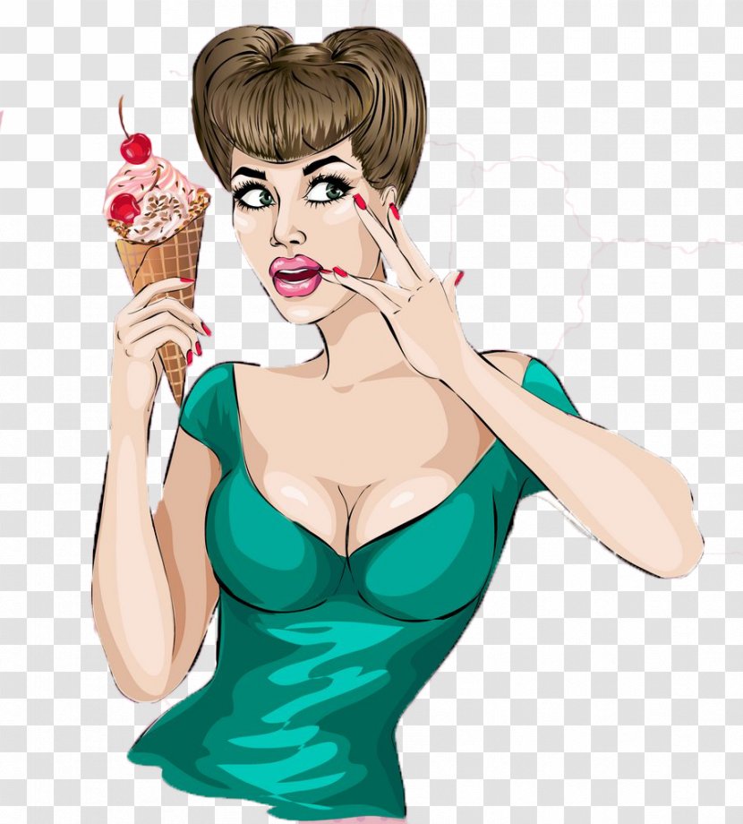 Ice Cream Woman Illustration - Watercolor - Take Transparent PNG