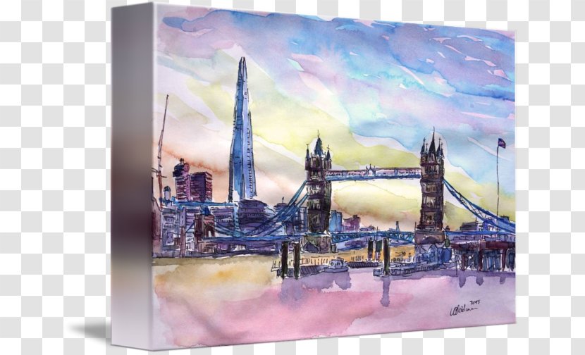 The Shard Tower Bridge Watercolor Painting Art - Paint - London Transparent PNG