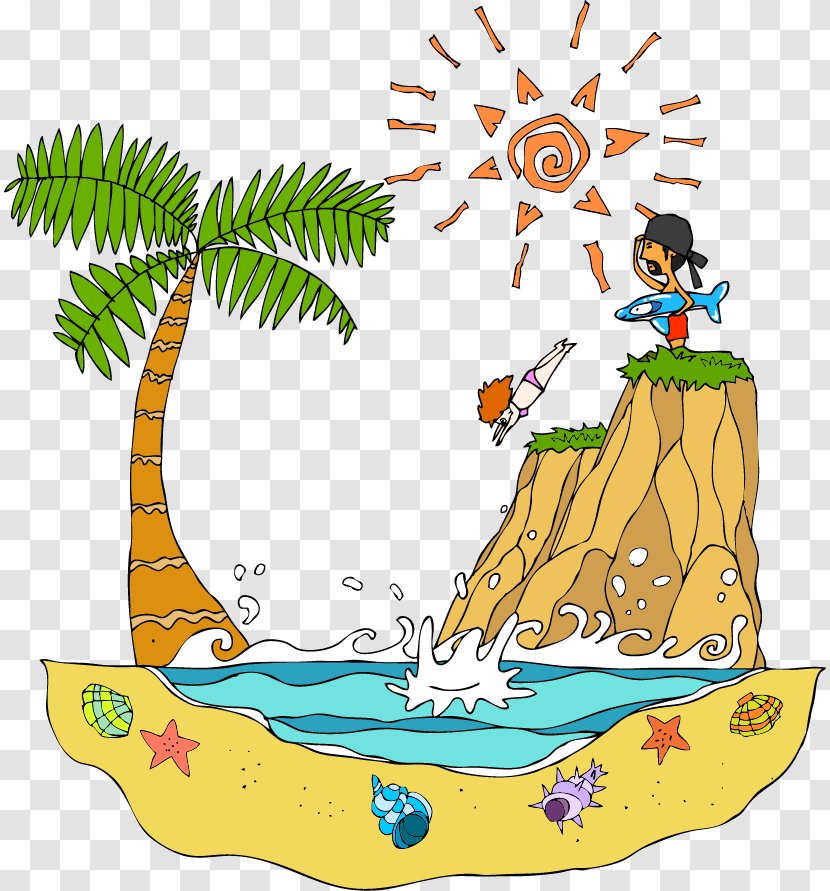 Cartoon Stock Illustration - Footage - Vector Island Swimming Transparent PNG